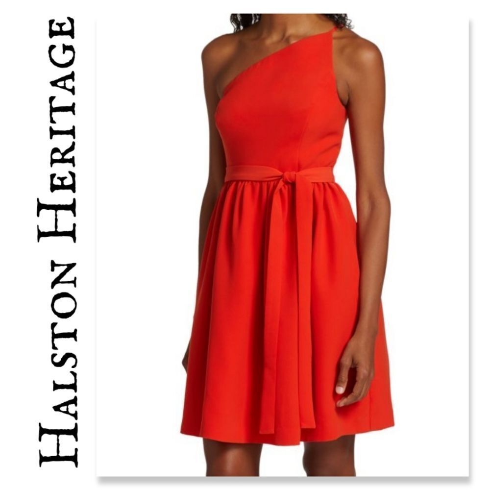 NWT Halston Miley One-Shoulder Crepe Dress